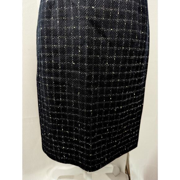 NWOT! JONES NEW YORK! FINE WOOL BLACK/WHITE NUBBY WEAVE PLAID PENCIL SKIRT! SZ 6 - Picture 4 of 8